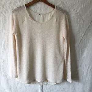 Cream Long Sleeve with Floral Lace Back Sweater